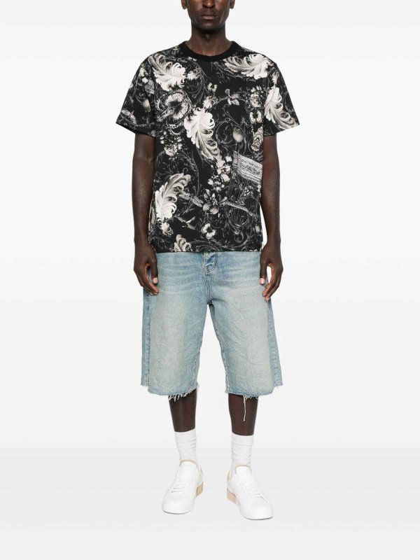 T-Shirt With Baroque Print shop online: VERSACE JEANS
