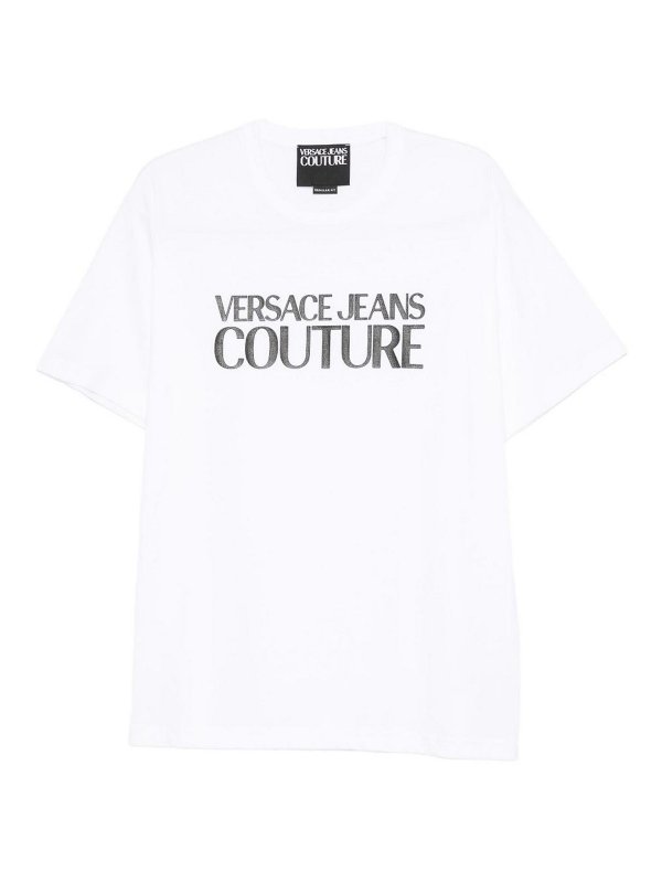 VERSACE JEANS: Strickpullover mit Rundhalsausschnitt - Rundhalspullover - Weiß