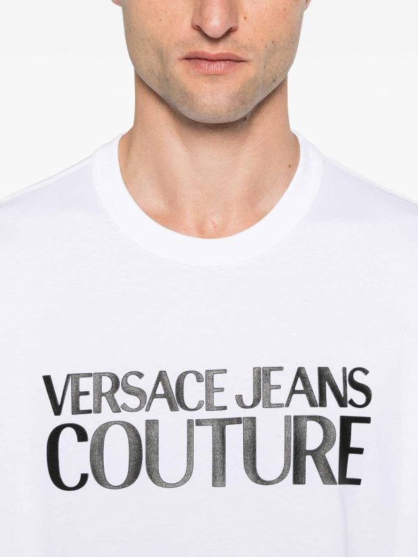 The Best Shops VERSACE JEANS: Strickpullover mit Rundhalsausschnitt - Rundhalspullover - Weiß