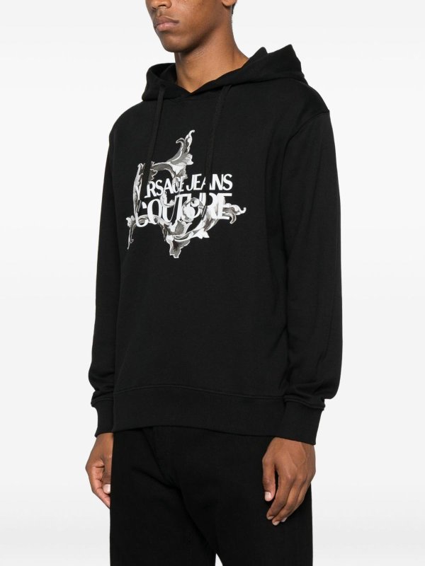 Black Cotton Hoodie With Logo shop online: VERSACE JEANS