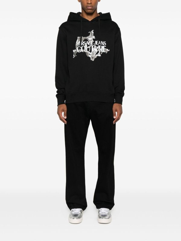 VERSACE JEANS buy online Black Cotton Hoodie With Logo