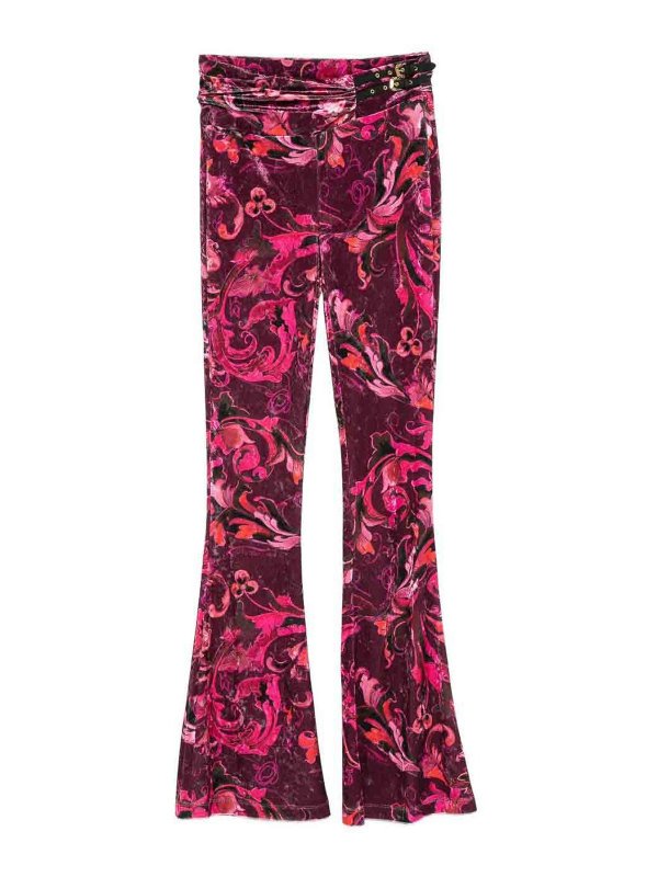VERSACE JEANS: casual trousers - Print Velvet Flare Pants
