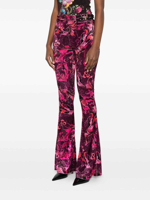 The Best Shops VERSACE JEANS: casual trousers - Print Velvet Flare Pants