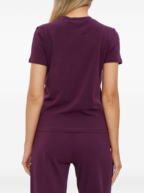 The Best Shops VERSACE JEANS: t-shirts - Logo Burgundy Stretch Cotton T-Shirt