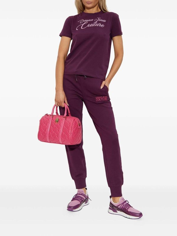 Logo Burgundy Stretch Cotton T-Shirt shop online: VERSACE JEANS