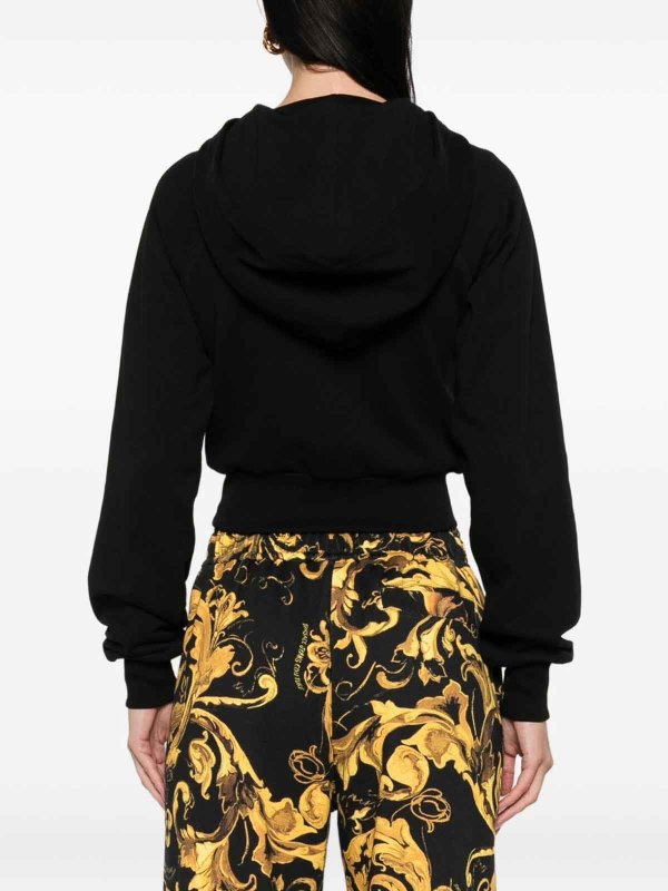 The Best Shops VERSACE JEANS: Sweatshirts & Sweaters - Black Cotton Hoodie With Logo