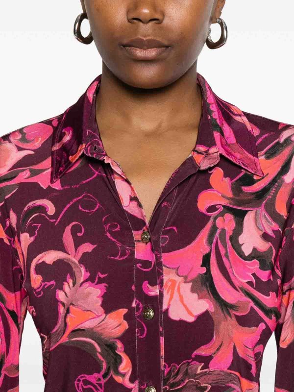 VERSACE JEANS: shirts online - Burgundy Baroque Print Shirt