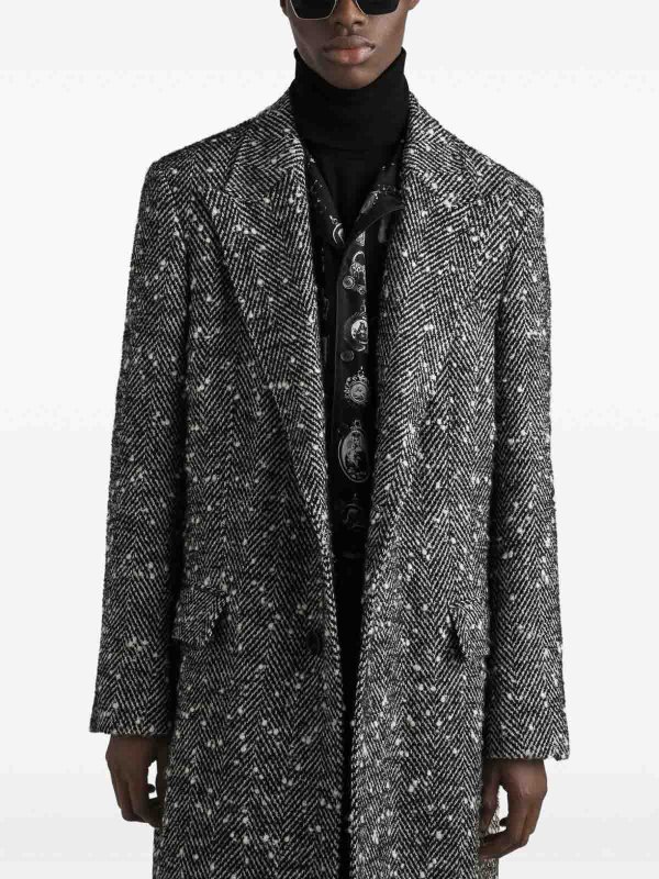DOLCE & GABBANA: short coats online - Herringbone Coat