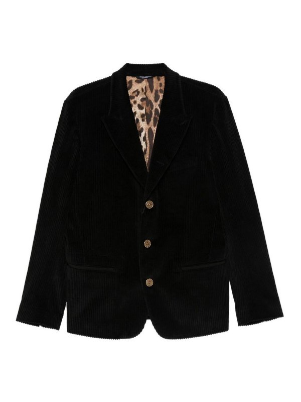 DOLCE & GABBANA: blazers - Black Ribbed Single-Breasted Blazer