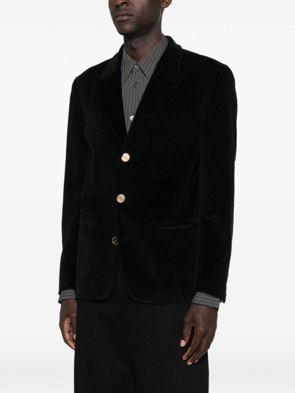 DOLCE & GABBANA: blazers online - Black Ribbed Single-Breasted Blazer
