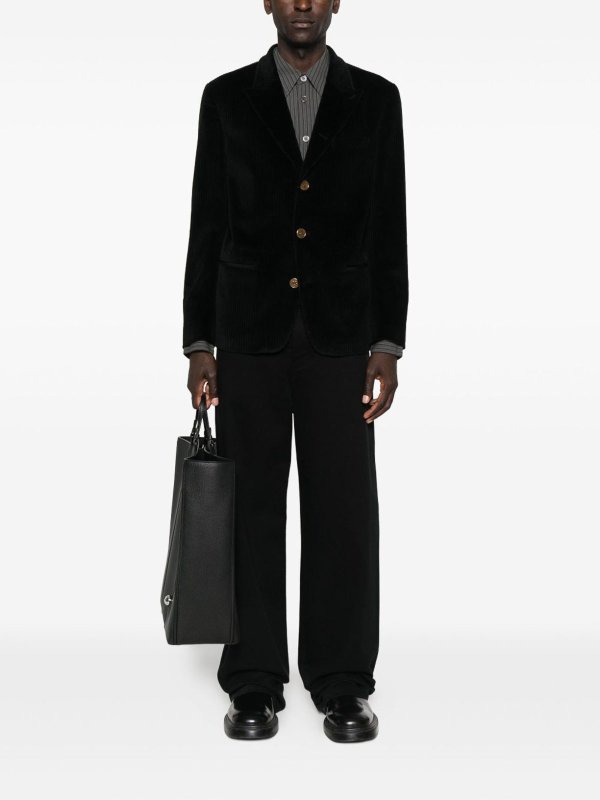 The Best Shops DOLCE & GABBANA: blazers - Black Ribbed Single-Breasted Blazer