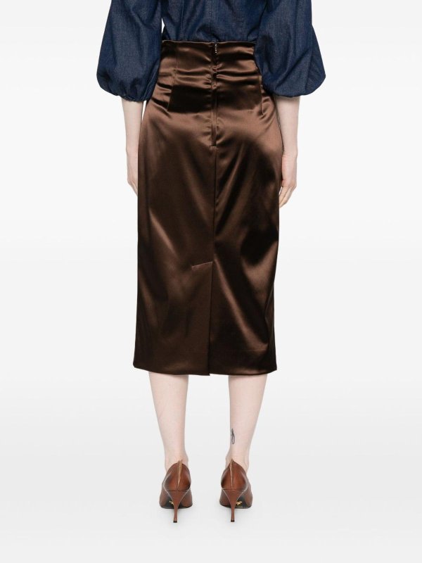 DOLCE & GABBANA: Knee length skirts & Midi online - Brown Satin Midi Skirt