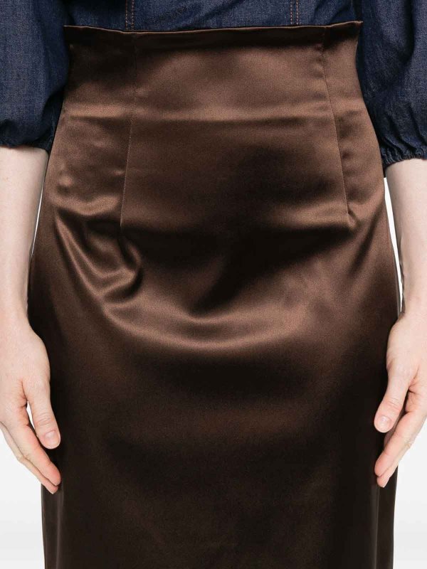 DOLCE & GABBANA buy online Brown Satin Midi Skirt