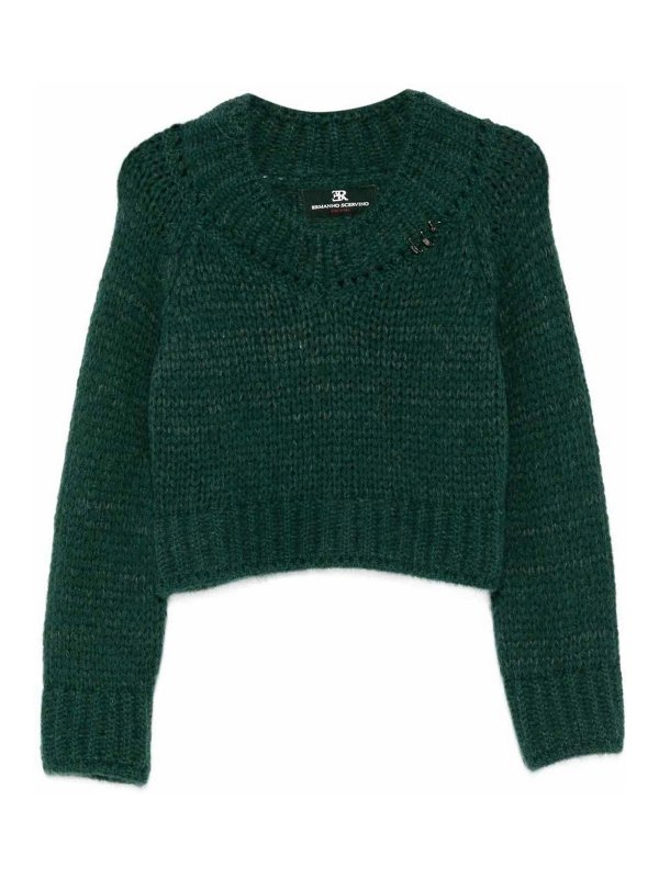 ERMANNO SCERVINO: Suéteres con cuello pico - Suéter Cuello Redondo - Verde
