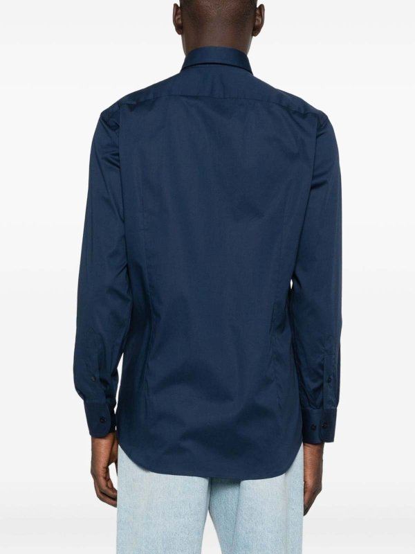 The Best Shops ETRO: shirts - Blue Stretch Cotton Shirt
