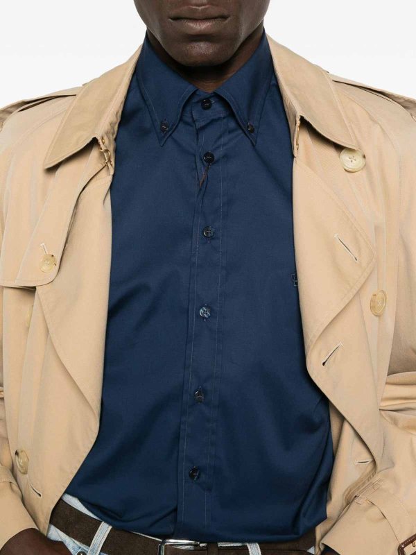 Blue Stretch Cotton Shirt shop online: ETRO