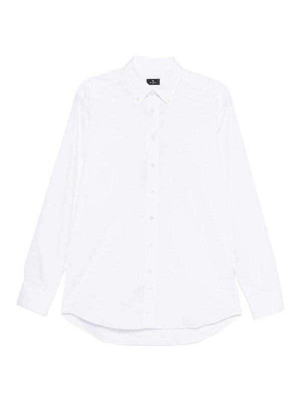 ETRO: shirts - White elastic cotton shirt