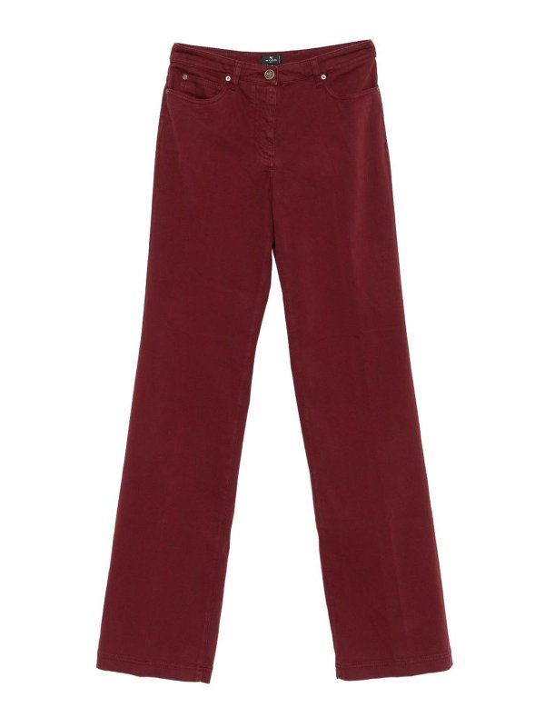 ETRO: bootcut jeans - Burgundy Stretch Cotton Jeans