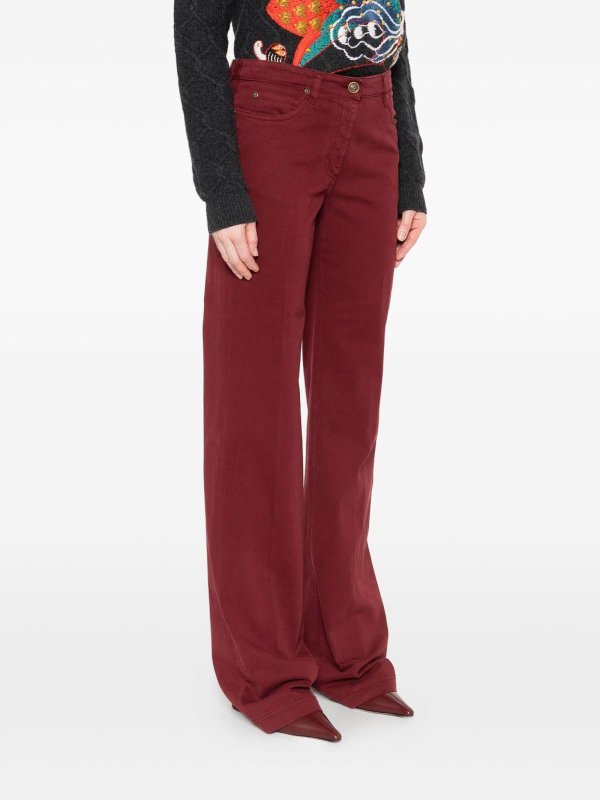 The Best Shops ETRO: bootcut jeans - Burgundy Stretch Cotton Jeans