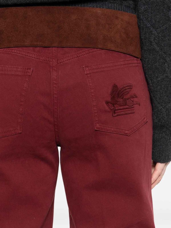Burgundy Stretch Cotton Jeans shop online: ETRO