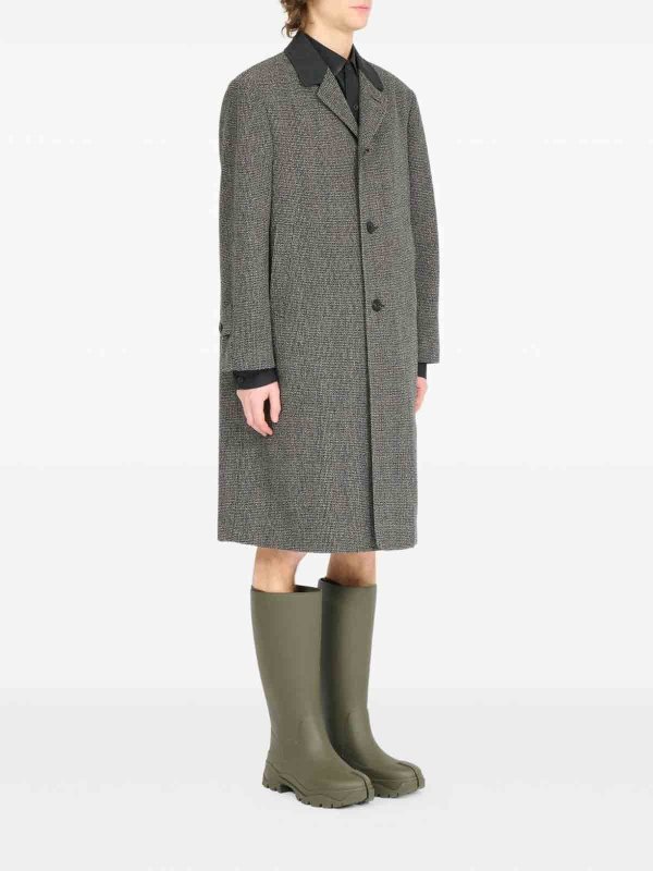 Maison Margiela: short coats online - Long Single-Breasted Wool Coat