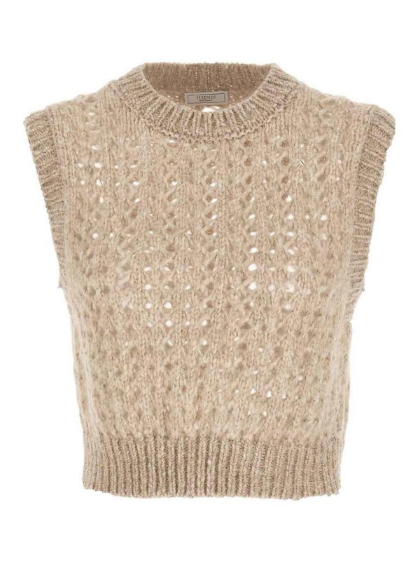 PESERICO: Strickpullover mit Rundhalsausschnitt - Rundhalspullover - Beige
