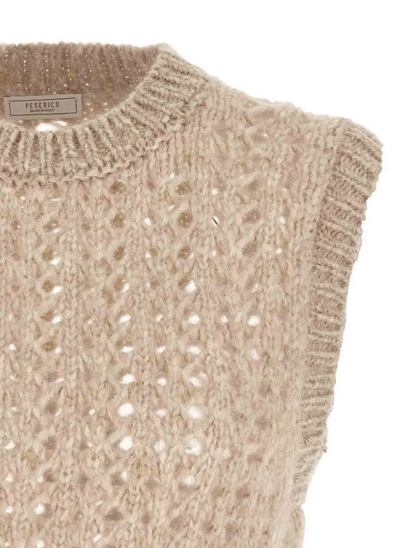 The Best Shops PESERICO: Strickpullover mit Rundhalsausschnitt - Rundhalspullover - Beige