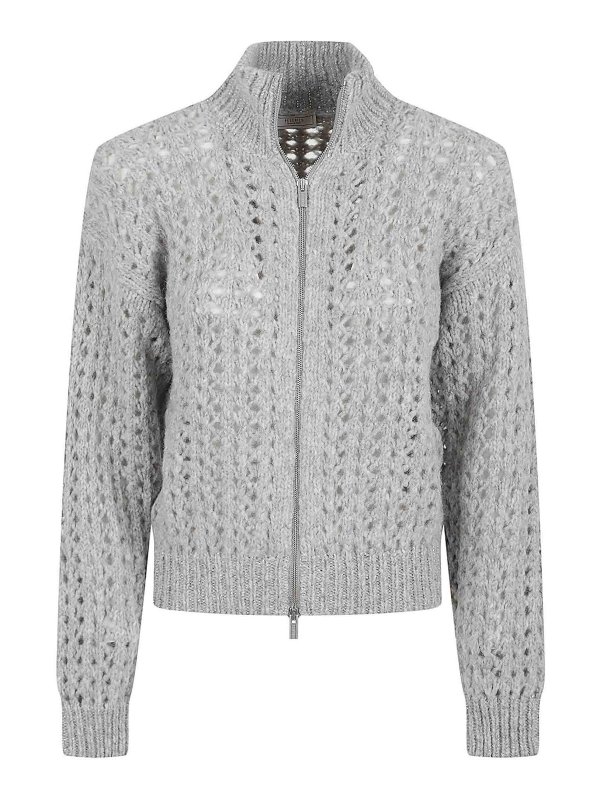 PESERICO: Suéteres con cuello pico - Suéter Cuello Redondo - Gris