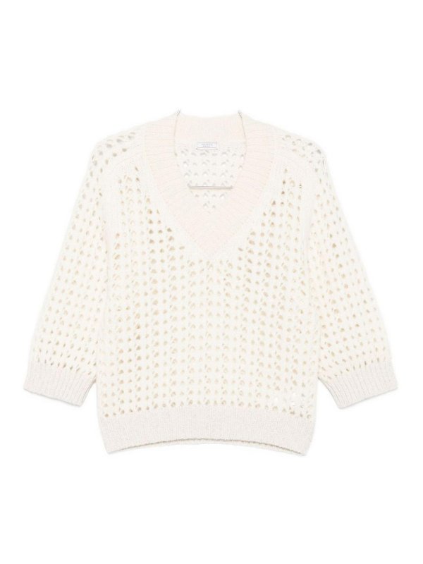 PESERICO: Suéteres con cuello pico - Suéter Cuello Redondo - Blanco