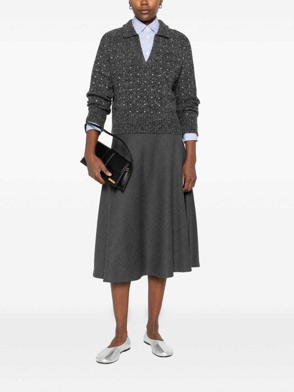 Pinko: Strickpullover mit Rundhalsausschnitt online - Rundhalspullover - Grau