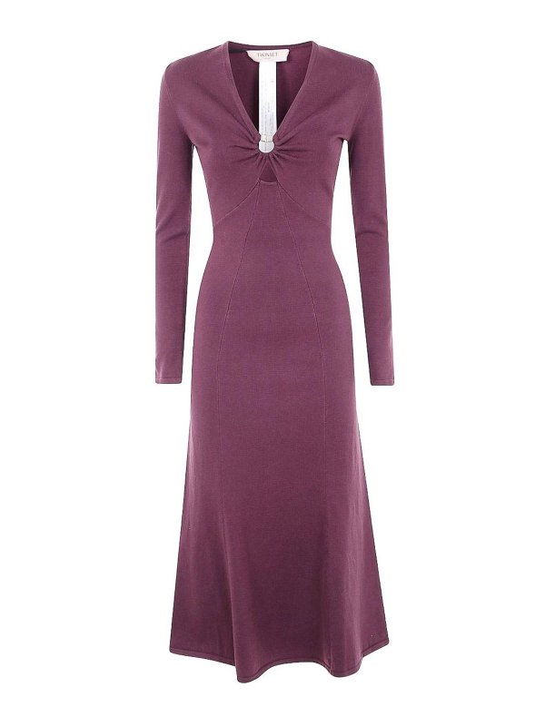 TWINSET: ニーレングスドレス - 膝丈ドレス - ダークレッド