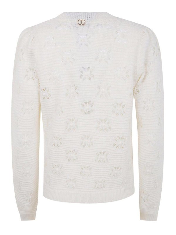 The Best Shops TWINSET: Strickpullover mit Rundhalsausschnitt - Rundhalspullover - Weiß