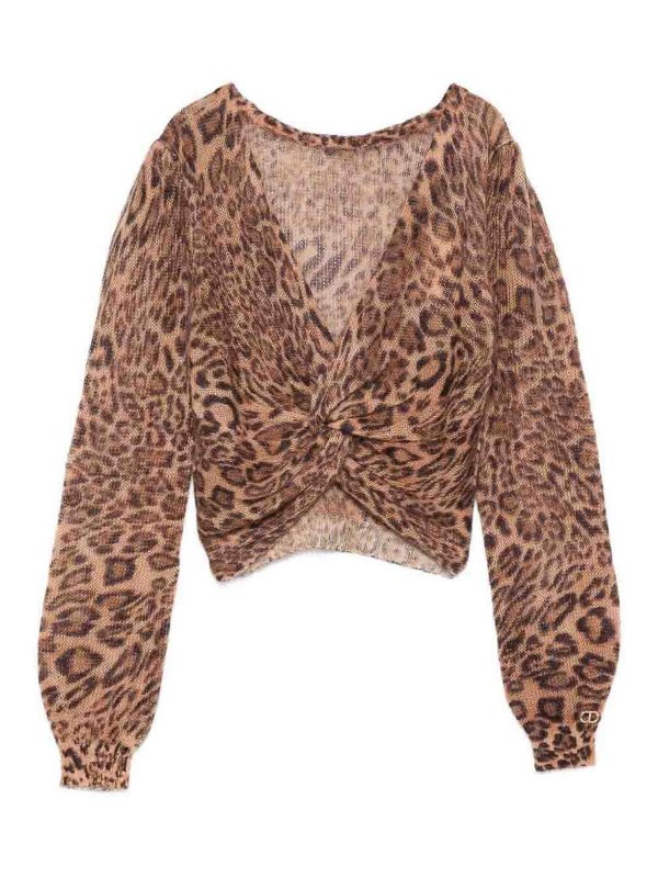 TWINSET: Strickpullover mit Rundhalsausschnitt - Rundhalspullover - Beige