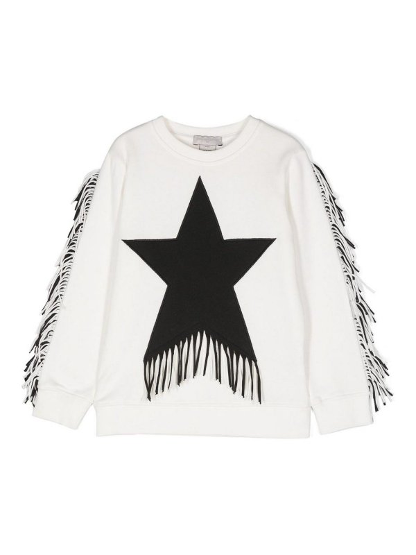 STELLA McCARTNEY: Sweatshirts & Sweaters - Cotton Sweatshirt With Star And Fringe