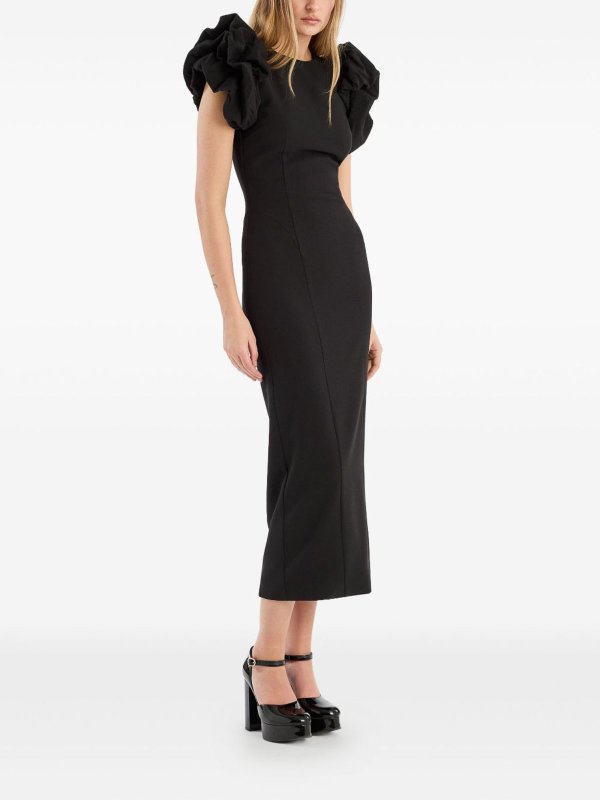 ROTATE Birger Christensen buy online Vestito  midi nero con maniche a soffio