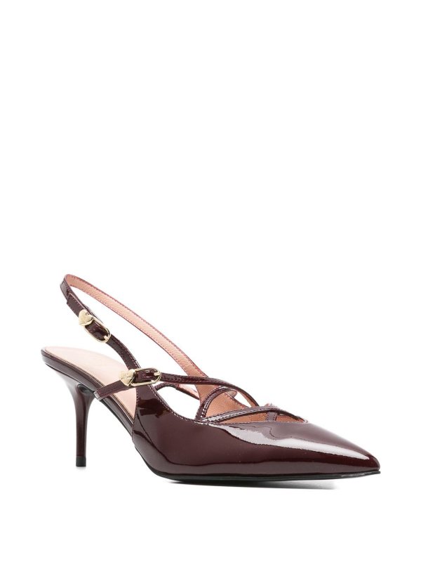 Burgundy Calfskin Slingbacks shop online: LOVE MOSCHINO