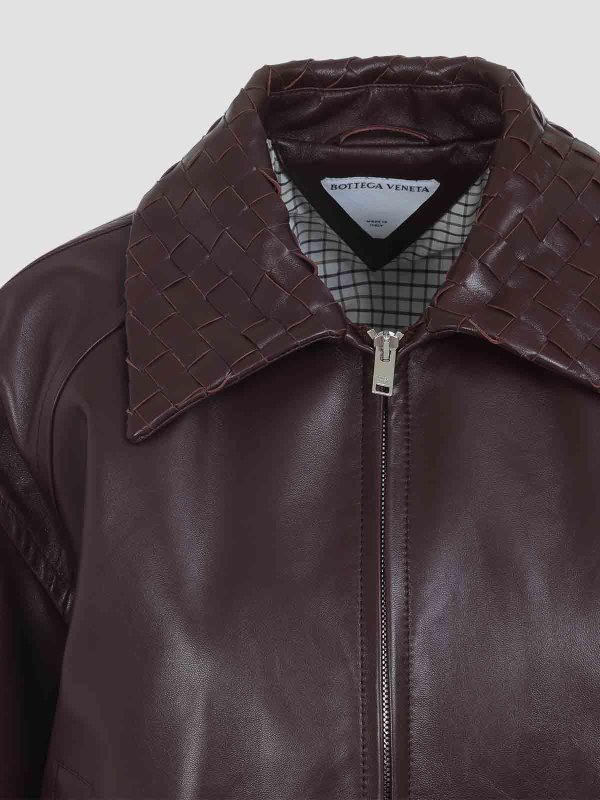 Bottega Veneta レザージャケット - ダークレッド | 832893V5BX06206