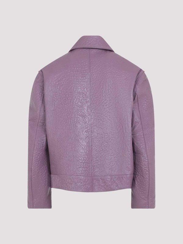 JIL SANDER: Chaquetas de cuero online - Chaqueta De Cuero - Púrpura Claro