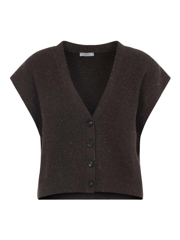 PESERICO: cardigans - Lurex Sleeveless Cardigan