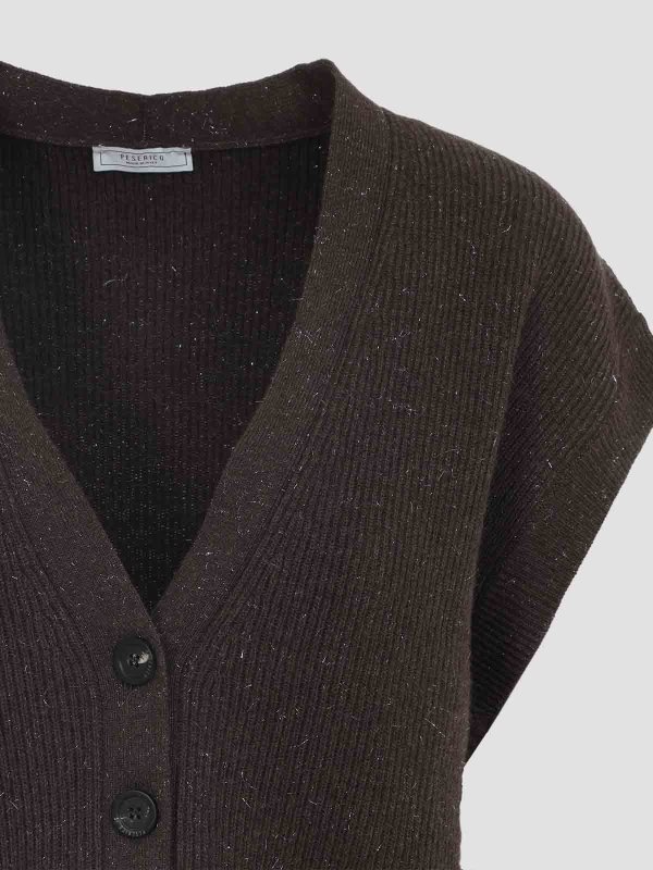 The Best Shops PESERICO: cardigans - Lurex Sleeveless Cardigan