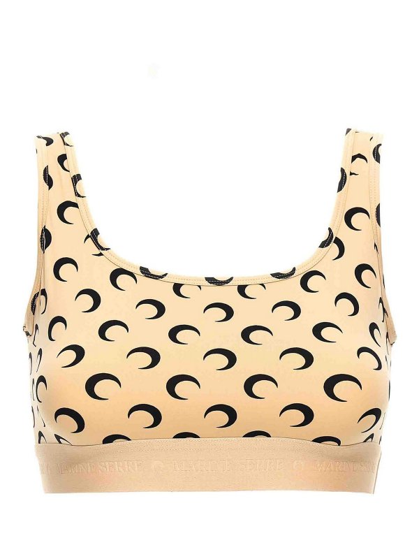 MARINE SERRE: Top e canotte - Top corto in maglia stampata a luna