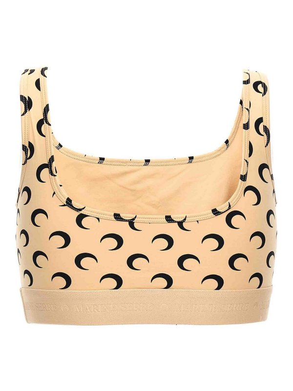 MARINE SERRE: Top e canotte online - Top corto in maglia stampata a luna