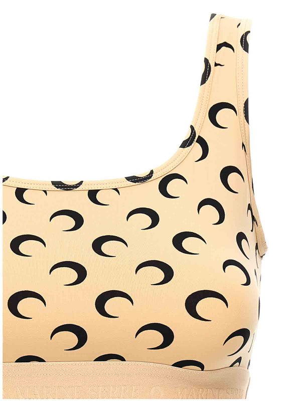 The Best Shops MARINE SERRE: Top e canotte - Top corto in maglia stampata a luna