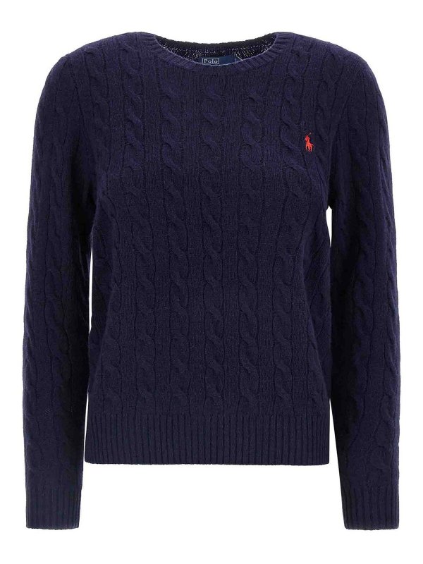 POLO RALPH LAUREN: Strickpullover mit Rundhalsausschnitt - Rundhalspullover - Blau