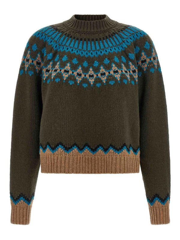 ALANUI: Strickpullover mit Rundhalsausschnitt - Rundhalspullover - Grün