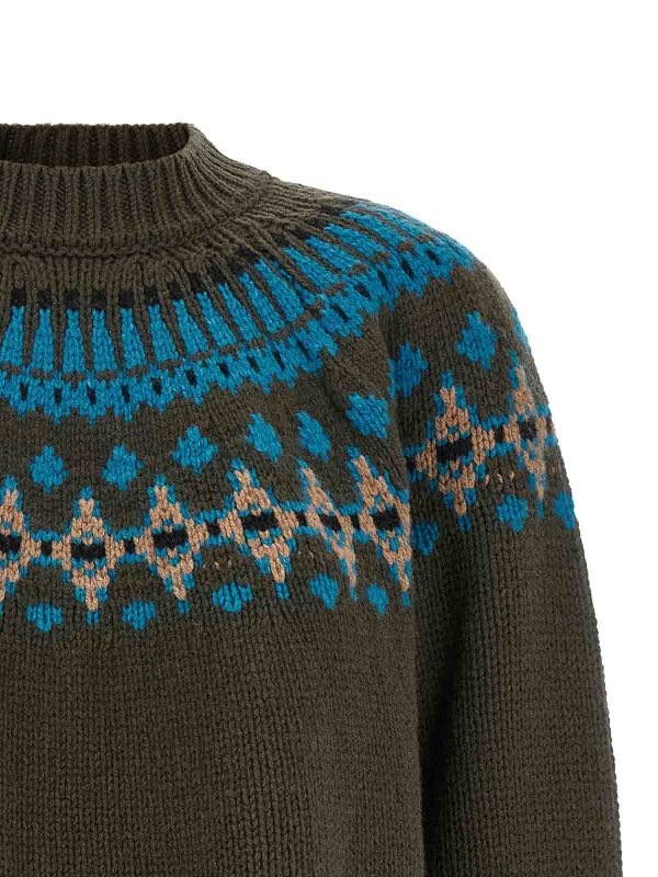The Best Shops ALANUI: Strickpullover mit Rundhalsausschnitt - Rundhalspullover - Grün