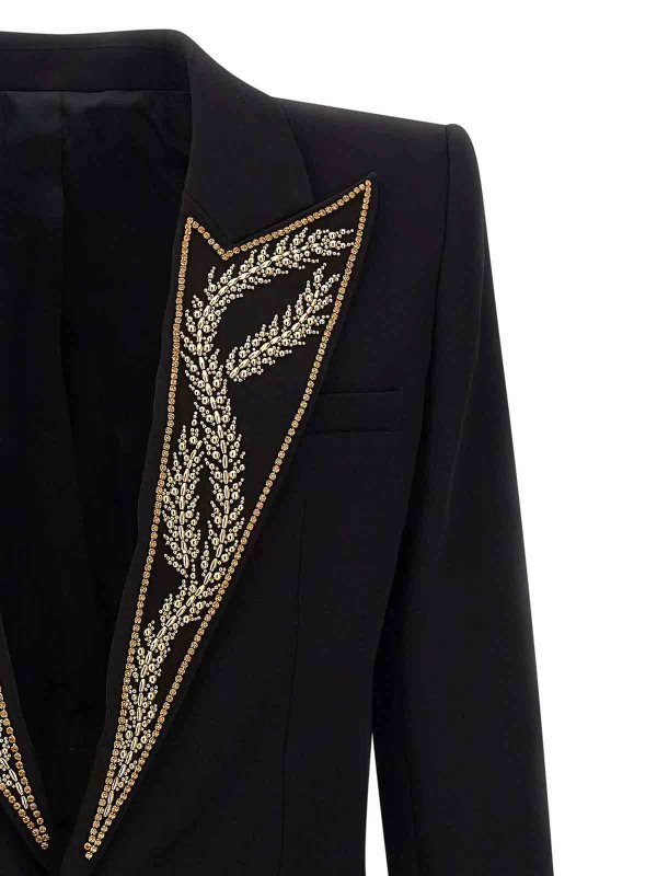 The Best Shops Balmain: blazers - Leaf Embroidery Blazer