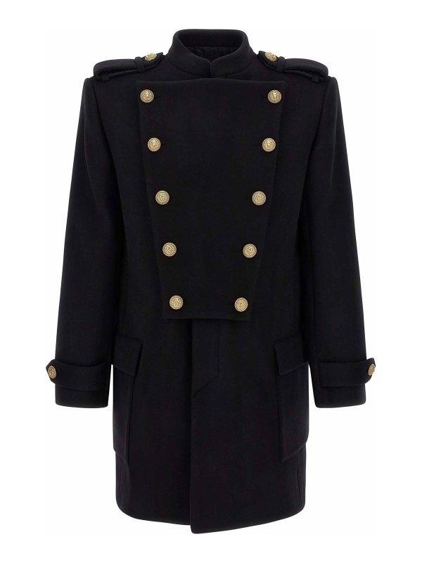 Balmain: short coats - Removable Plastron Coat