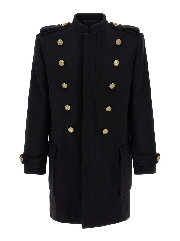 Balmain: short coats online - Removable Plastron Coat