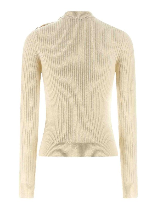 Balmain: Strickpullover mit Rundhalsausschnitt online - Rundhalspullover - Weiß
